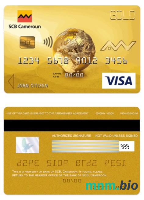 Cameroon SCB bank visa złoto karta przykład w formacie PSD